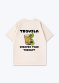Tequila Therapy Oversized Shirt - Beige Back (Designed)