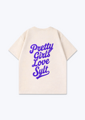 Pretty Girls Love Sylt Oversized Shirt - Beige Back (Designed)