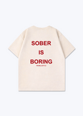 Sober is Boring Oversized Shirt - Beige Back (Designed)