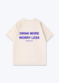 Drink More Worry Less Oversized Shirt - Beige Back (Designed)
