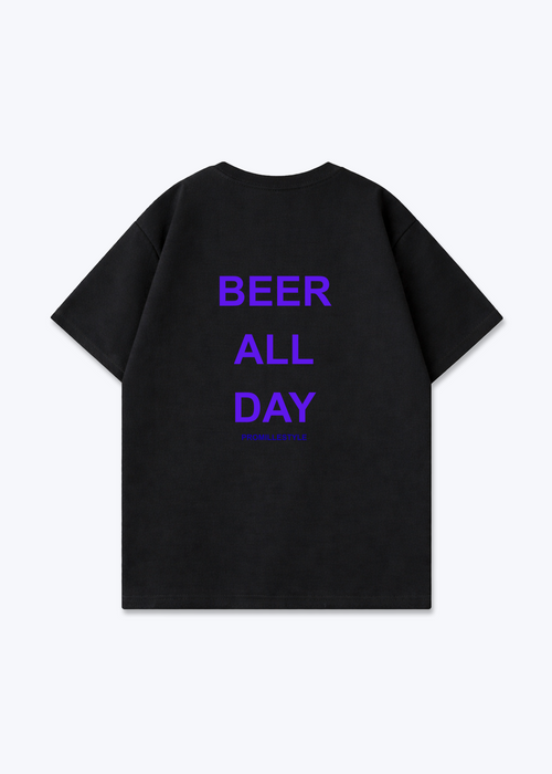 Beer All Day Oversized Shirt - Black Back (Designed)