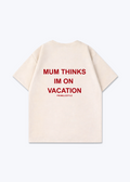 Mum Thinks Oversized Shirt - Beige Back (Designed)