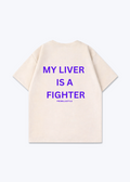 My Liver is a Fighter Oversized Shirt - Beige Back (Designed)