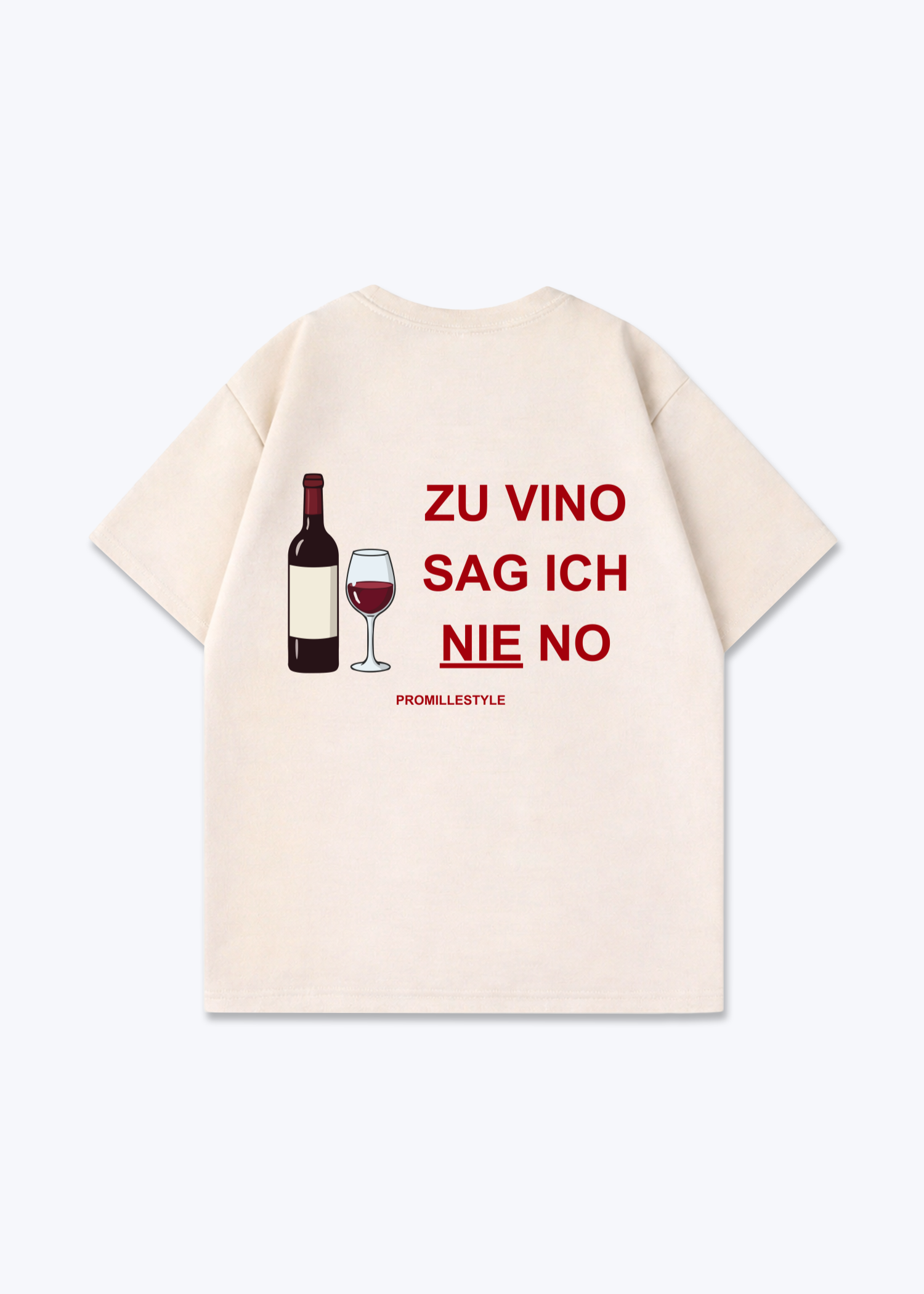 Vino Nie No Oversized Shirt - Beige Back (Designed)
