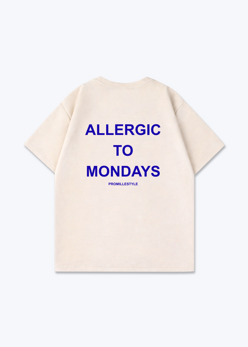Allergic to Mondays Oversized Shirt - Beige Back (Designed)