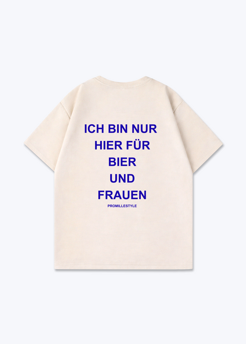 Bier und Frauen Oversized Shirt - Beige Back (Designed)