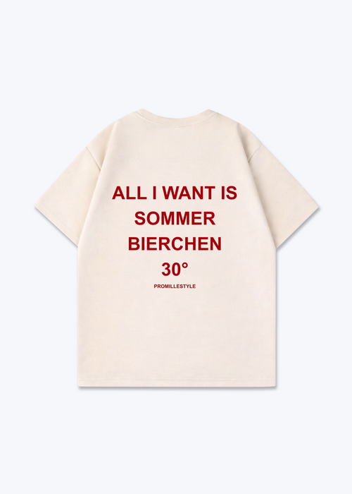 All I want Sommer Bierchen 30° Oversized Shirt - Beige Back (Designed)