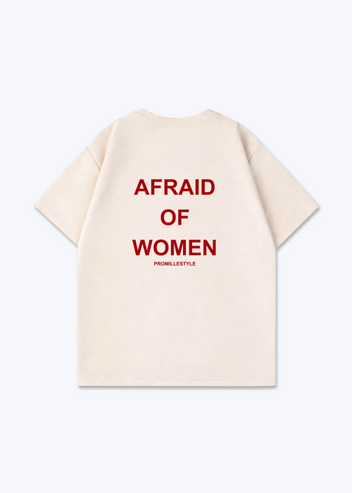 Afraif of Women Oversized Shirt - Beige Back (Designed)