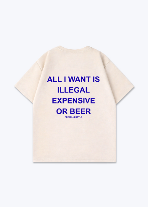 All I want is Beer Oversized Shirt - Beige Back (Designed)