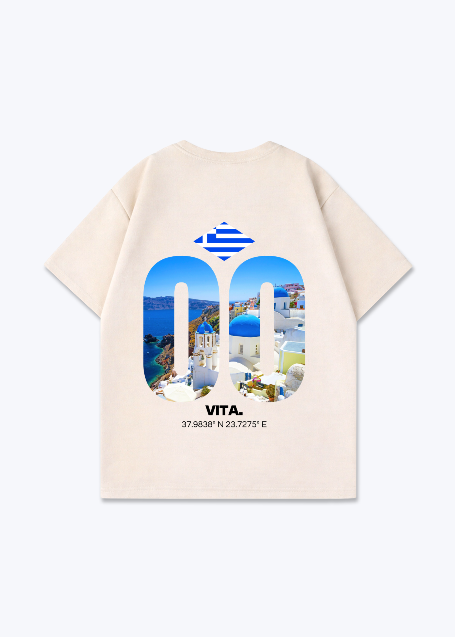 Greece Signature Oversized Shirt - Beige Back (Designed)