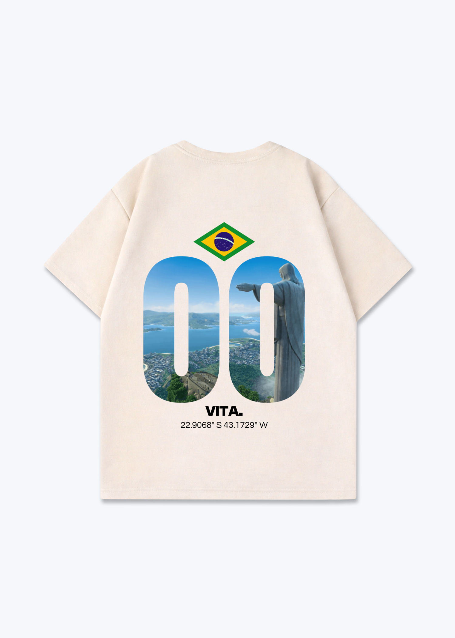 Brazil Signature Oversized Shirt - Beige Back (Designed)