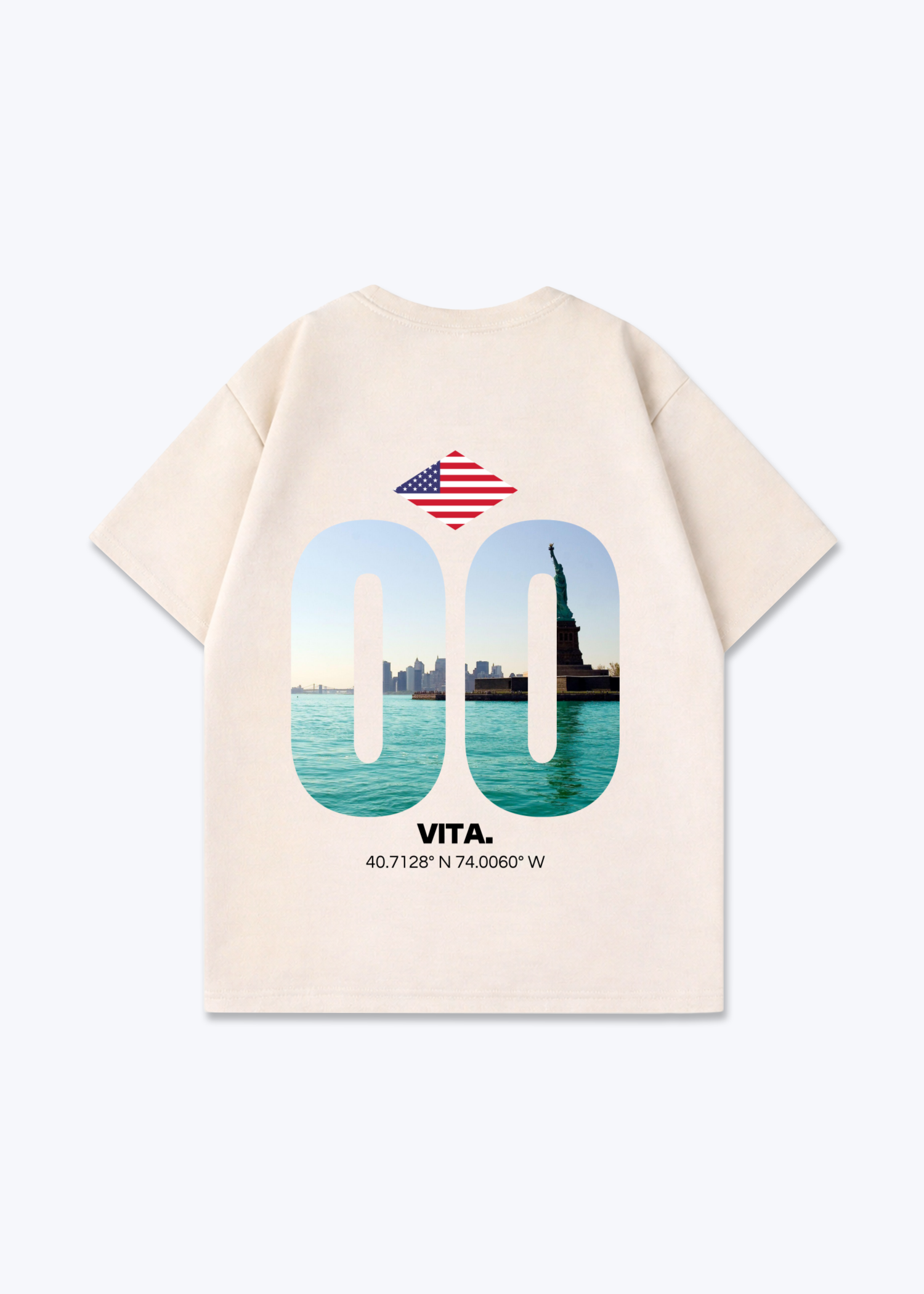 USA Signature Oversized Shirt - Beige Back (Designed)