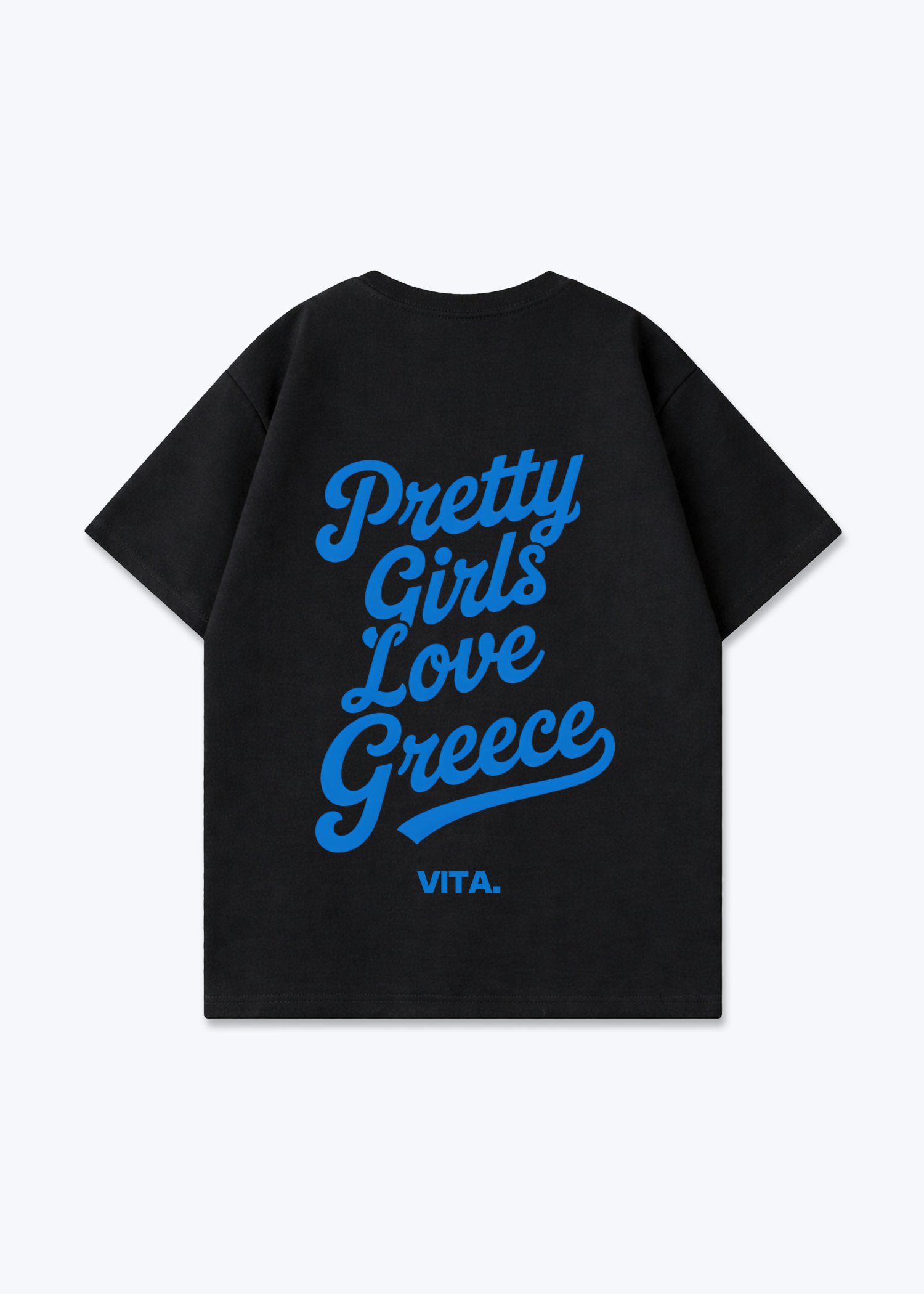 Pretty Girls Love Greece Oversized Shirt - Black Back (Designed)