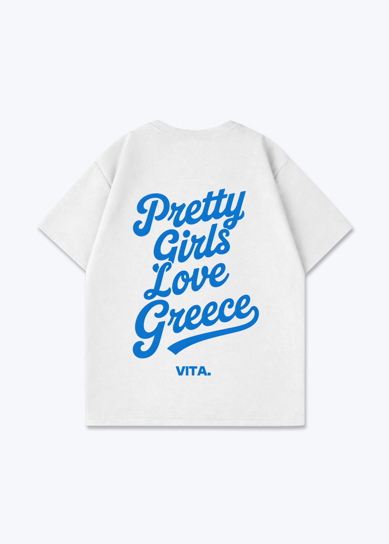 Pretty Girls Love Greece Oversized Shirt - White Back (Designed)