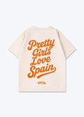 Pretty Girls Love Spain Oversized Shirt - Beige Back (Designed)