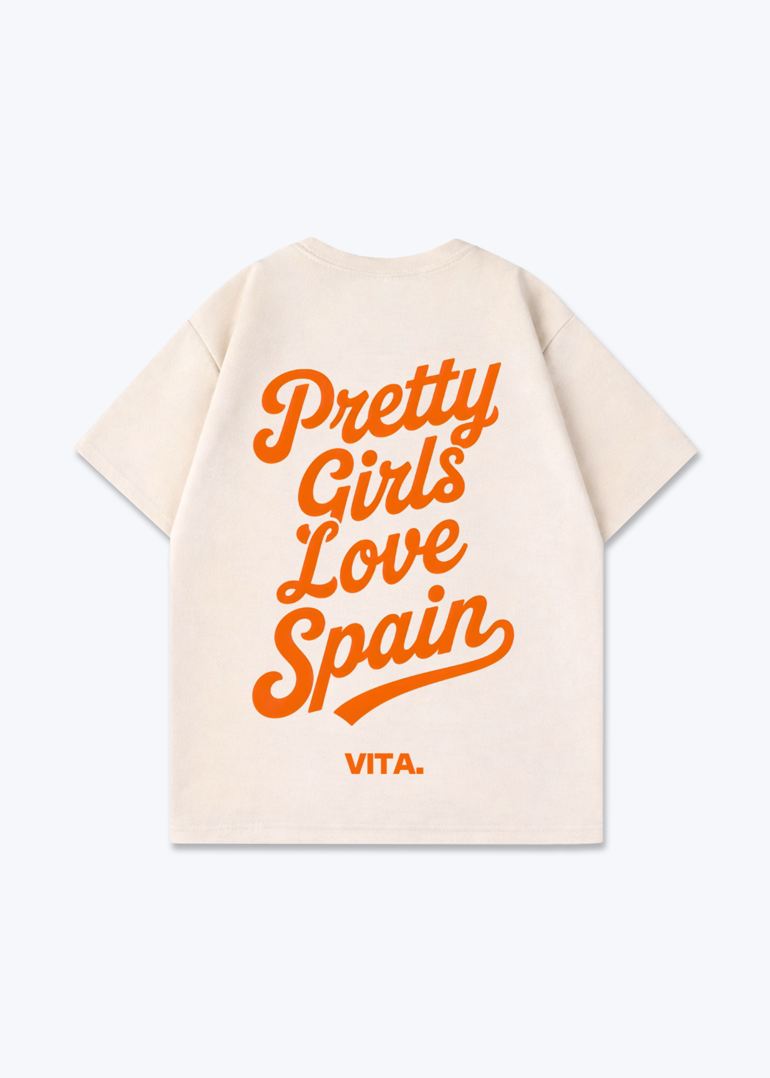 Pretty Girls Love Spain Oversized Shirt - Beige Back (Designed)