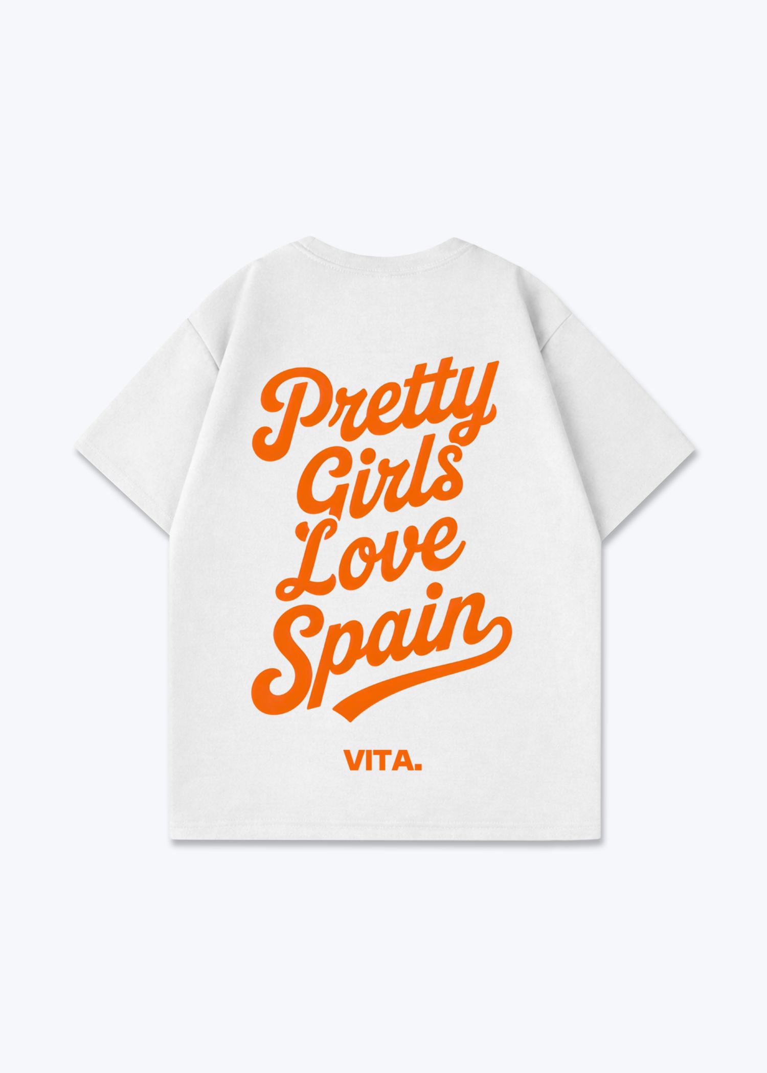 Pretty Girls Love Spain Oversized Shirt - White Back (Designed)