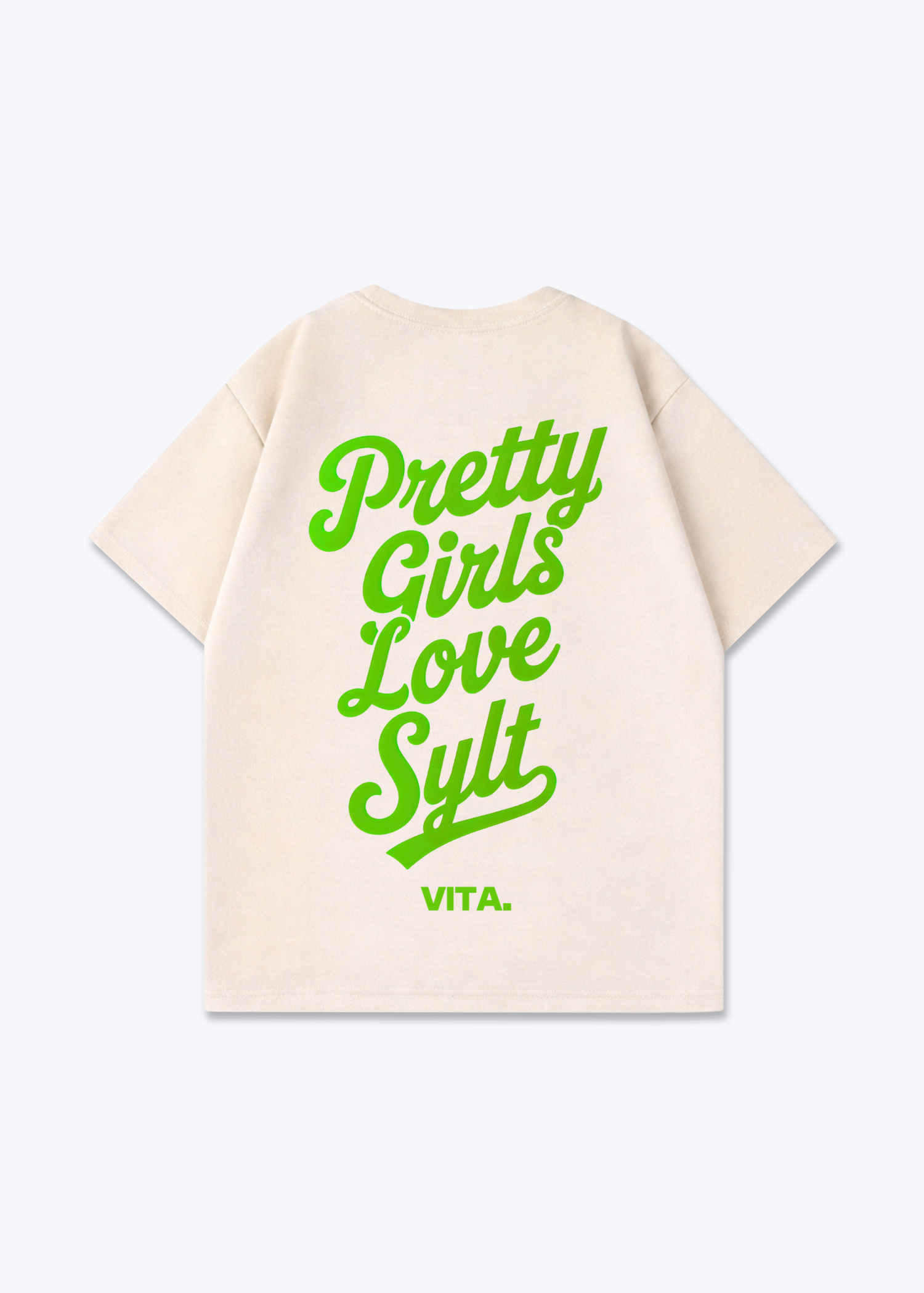 Pretty Girls Love Sylt Oversized Shirt - Beige Back (Designed)
