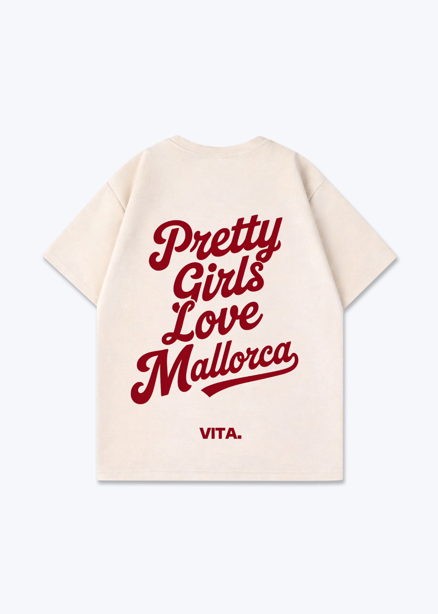 Pretty Girls Love Mallorca Oversized Shirt - Beige Back (Designed)